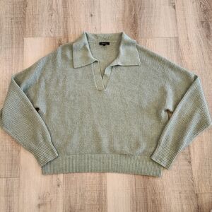 Quince Baby Alpaca Wool Collared Waffle Knit Sweater Sage Green Women’s Large